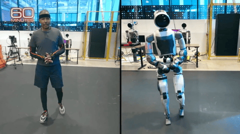 Retargeted movement from an operator wearing Xsens Link to Boston Dynamics' Atlas robot