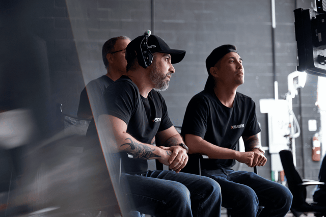 Mocap supervisors looking at their screens during shoot 