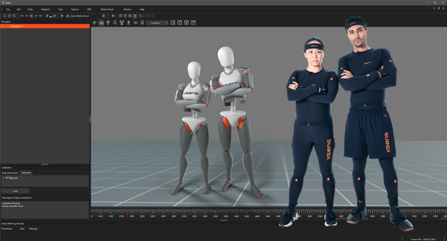 Mocap models posing with their avatars in software