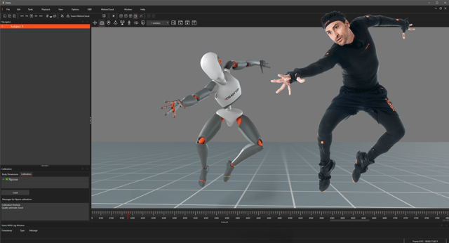 Xsens mocap software with model and avatar