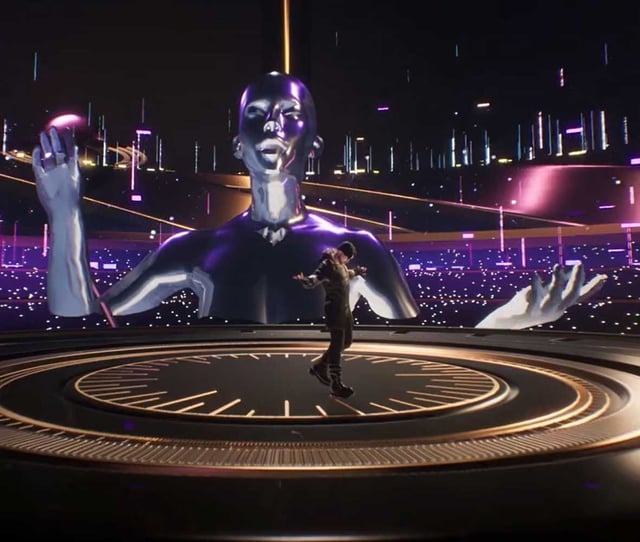 VP Show with mocap suit in virtual and real life stage